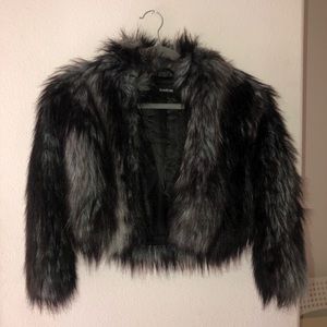 Bebe Cropped Faux Fur Jacket